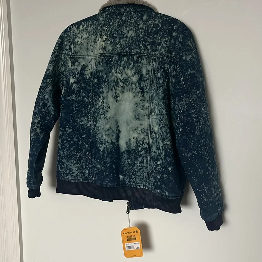 Fall Custom Carhartt Hand-Dyed Veronica Beard Inspired Denim Sherpa Jacket, NWT